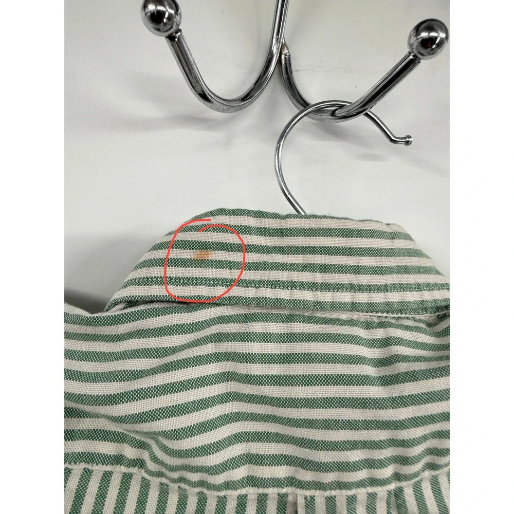 Ralph Lauren 3T Button Down Shirt Toddler Green White Striped Long Sleeve